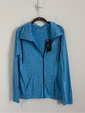 NWT Under Armour Women's Size Large Blue Loose Tech Twist Full Zip Sweatshirt